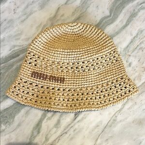 Miu Miu Tan Crochet Bucket Hat